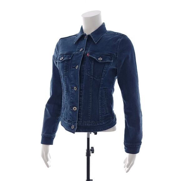 Levi's Solid Blue Denim Jacket Long Sleeve Womens Size Small - Picture 1 of 11